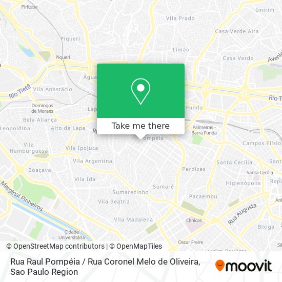 Mapa Rua Raul Pompéia / Rua Coronel Melo de Oliveira