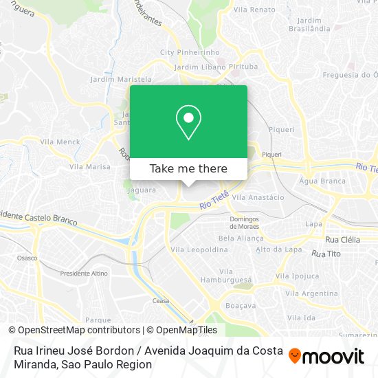 Mapa Rua Irineu José Bordon / Avenida Joaquim da Costa Miranda