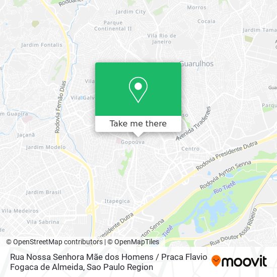 Mapa Rua Nossa Senhora Mãe dos Homens / Praca Flavio Fogaca de Almeida