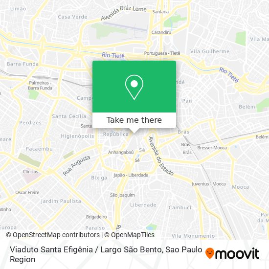Mapa Viaduto Santa Efigênia / Largo São Bento