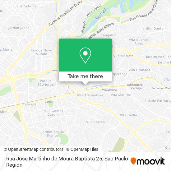 Mapa Rua José Martinho de Moura Baptista 25