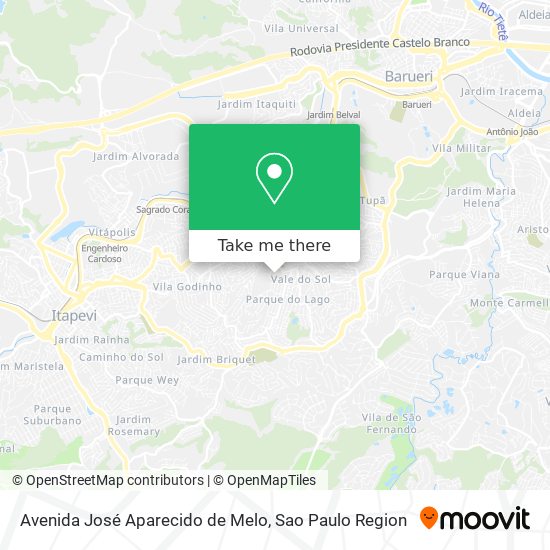 Mapa Avenida José Aparecido de Melo