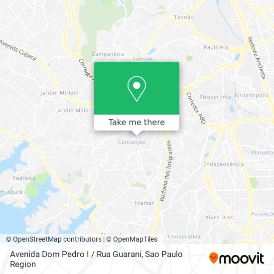 Mapa Avenida Dom Pedro I / Rua Guarani