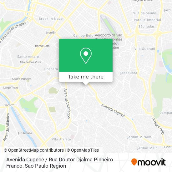 Mapa Avenida Cupecê / Rua Doutor Djalma Pinheiro Franco