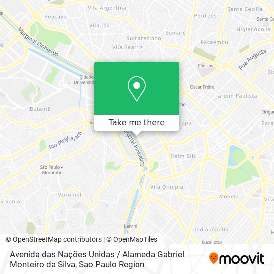 Mapa Avenida das Nações Unidas / Alameda Gabriel Monteiro da Silva