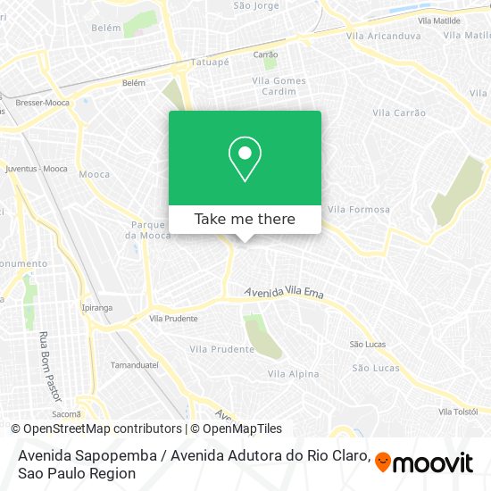 Mapa Avenida Sapopemba / Avenida Adutora do Rio Claro