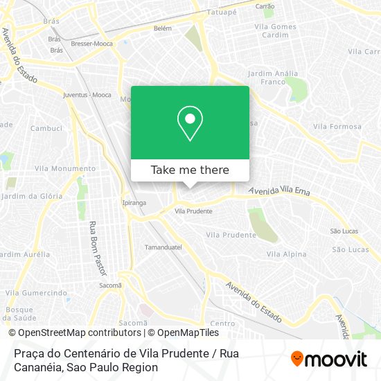 Praça do Centenário de Vila Prudente / Rua Cananéia map