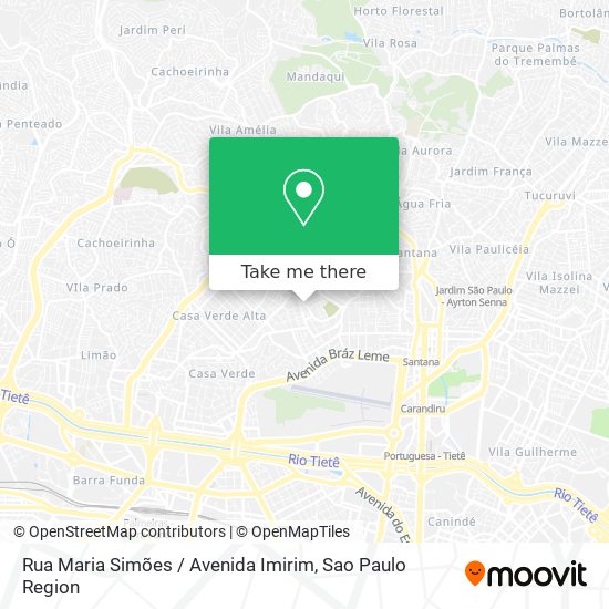 Mapa Rua Maria Simões / Avenida Imirim