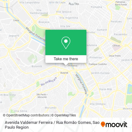 Mapa Avenida Valdemar Ferreira / Rua Romão Gomes