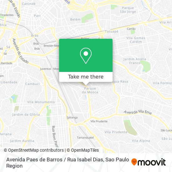 Mapa Avenida Paes de Barros / Rua Isabel Dias