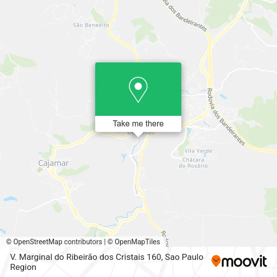 V. Marginal do Ribeirão dos Cristais 160 map