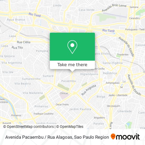 Mapa Avenida Pacaembu / Rua Alagoas