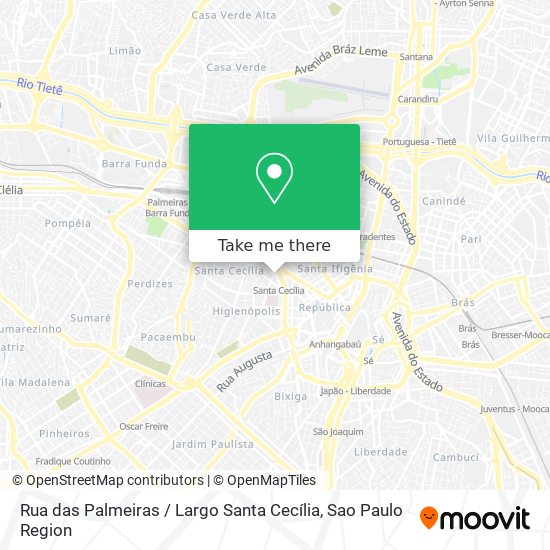 Mapa Rua das Palmeiras / Largo Santa Cecília