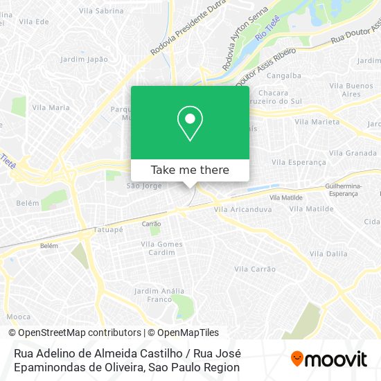 Mapa Rua Adelino de Almeida Castilho / Rua José Epaminondas de Oliveira