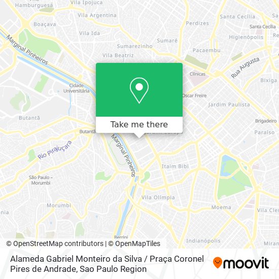 Mapa Alameda Gabriel Monteiro da Silva / Praça Coronel Pires de Andrade