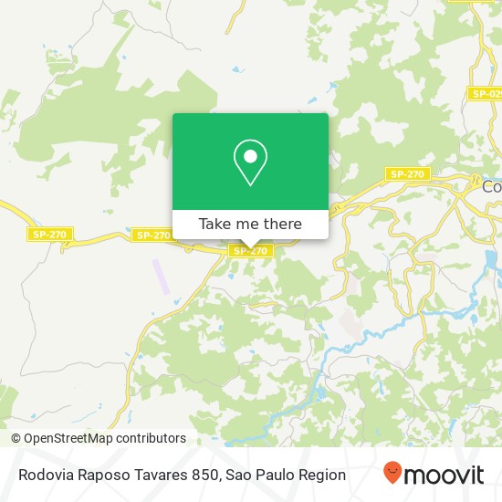 Mapa Rodovia Raposo Tavares 850