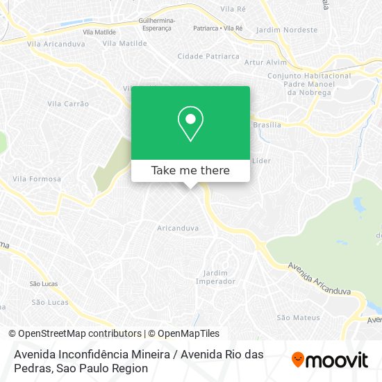 Mapa Avenida Inconfidência Mineira / Avenida Rio das Pedras