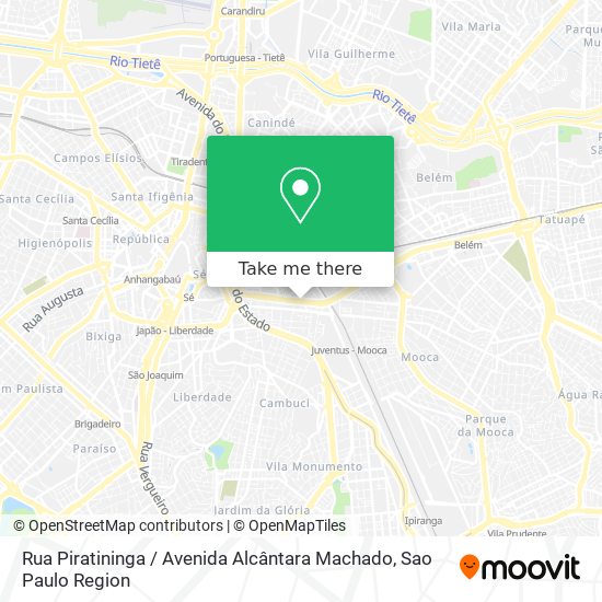 Mapa Rua Piratininga / Avenida Alcântara Machado