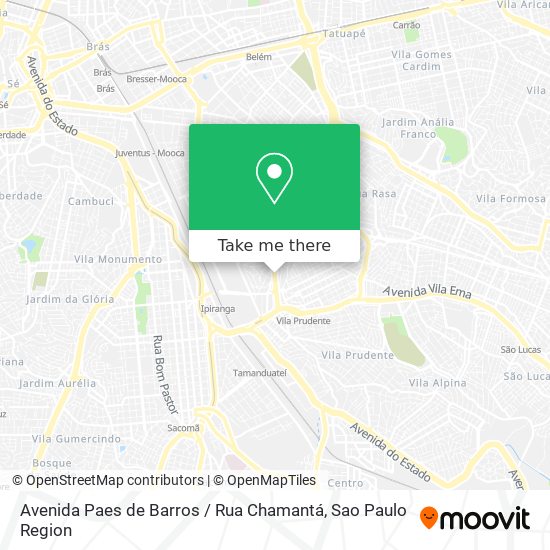 Avenida Paes de Barros / Rua Chamantá map