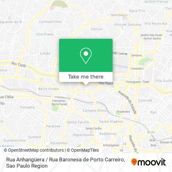 Mapa Rua Anhangüera / Rua Baronesa de Porto Carreiro