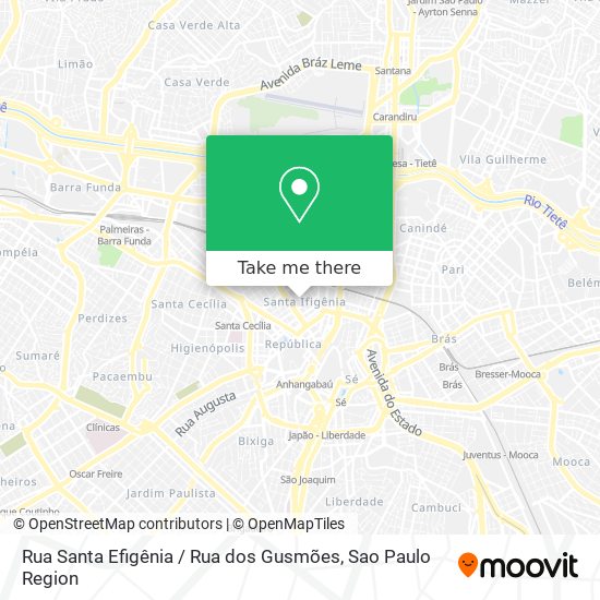 Mapa Rua Santa Efigênia / Rua dos Gusmões