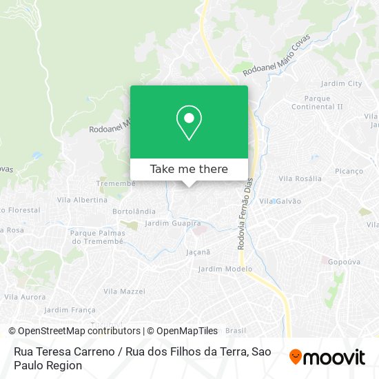 Mapa Rua Teresa Carreno / Rua dos Filhos da Terra