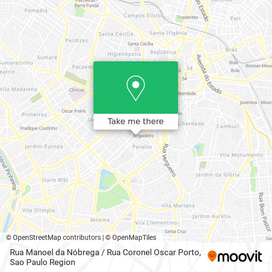 Mapa Rua Manoel da Nóbrega / Rua Coronel Oscar Porto
