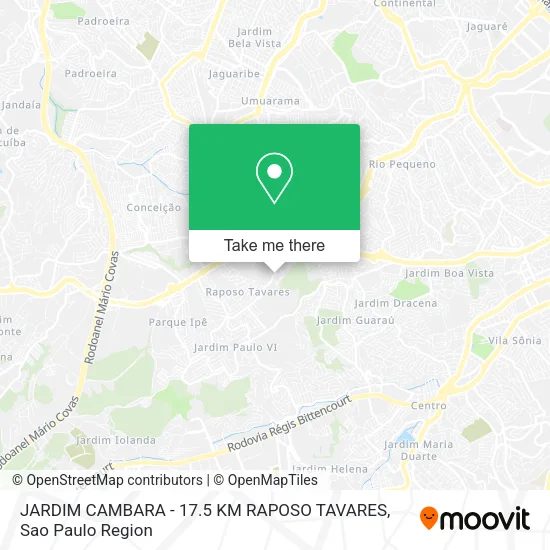 JARDIM CAMBARA - 17.5 KM RAPOSO TAVARES map