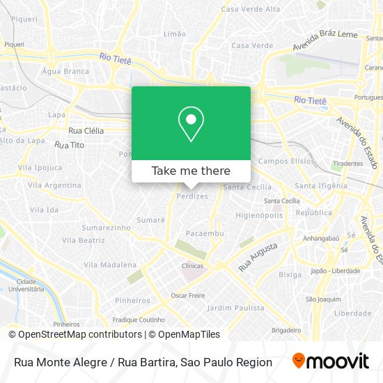 Mapa Rua Monte Alegre / Rua Bartira