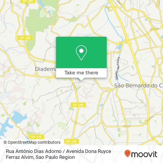 Rua Antônio Dias Adorno / Avenida Dona Ruyce Ferraz Alvim map