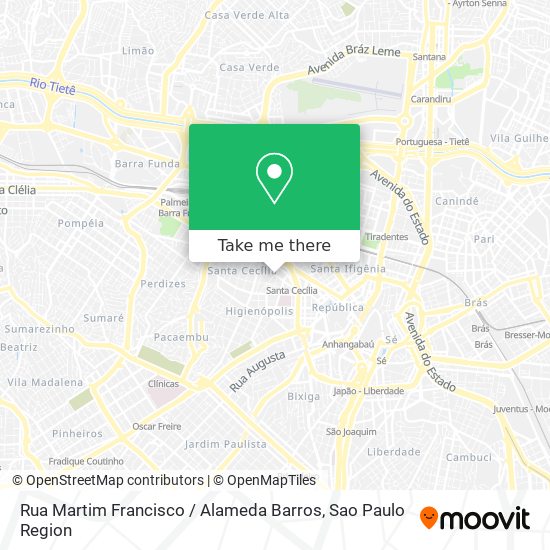 Mapa Rua Martim Francisco / Alameda Barros