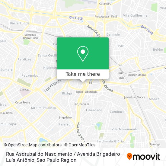 Mapa Rua Asdrubal do Nascimento / Avenida Brigadeiro Luís Antônio