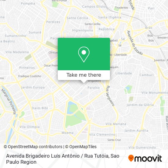 Mapa Avenida Brigadeiro Luís Antônio / Rua Tutóia