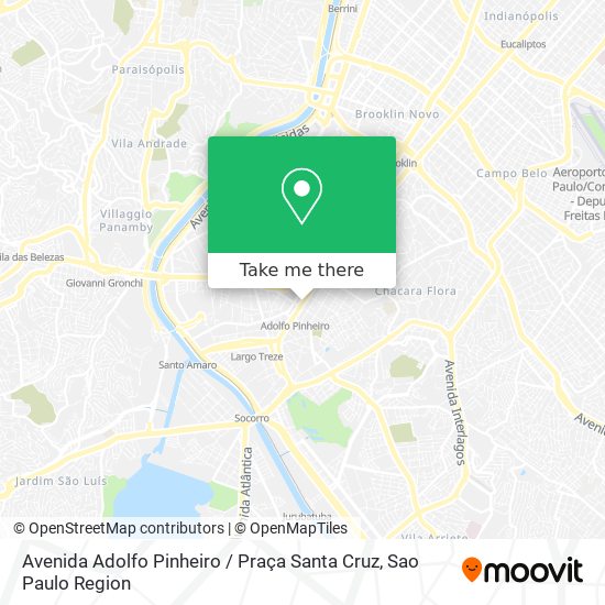 Mapa Avenida Adolfo Pinheiro / Praça Santa Cruz