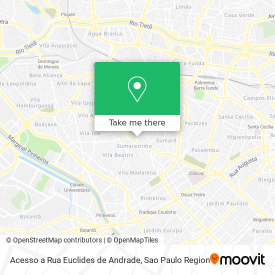 Mapa Acesso a Rua Euclides de Andrade