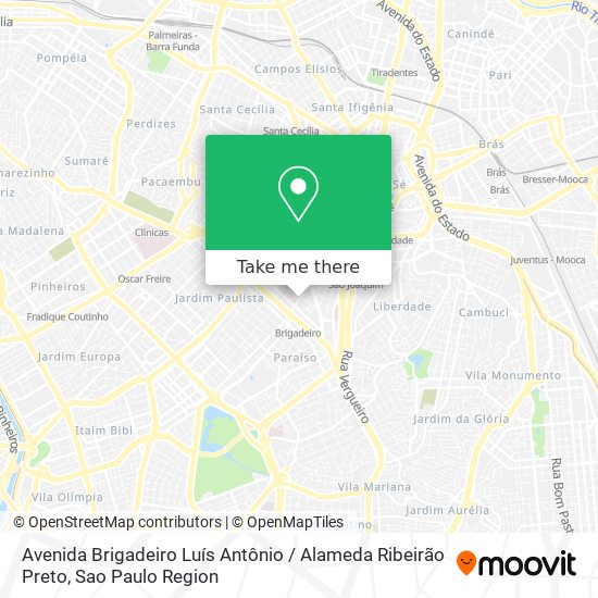 Avenida Brigadeiro Luís Antônio / Alameda Ribeirão Preto map