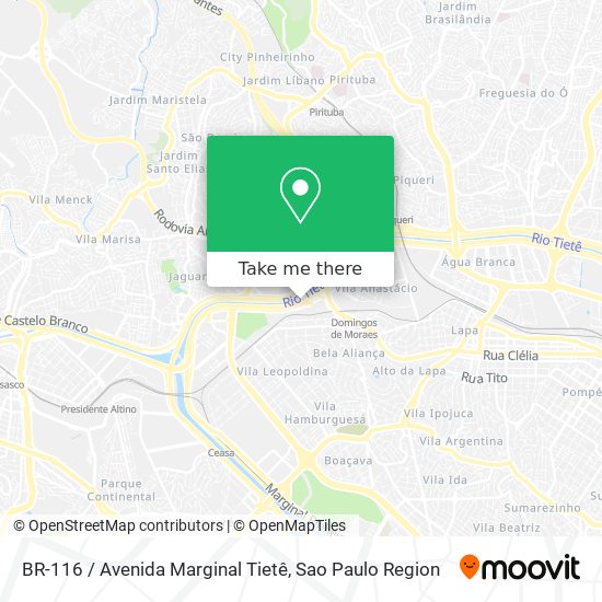 BR-116 / Avenida Marginal Tietê map