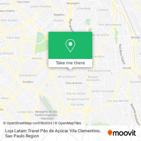 Loja Latam Travel Pão de Açúcar Vila Clementino map