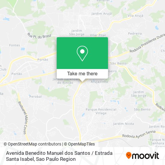 Mapa Avenida Benedito Manuel dos Santos / Estrada Santa Isabel