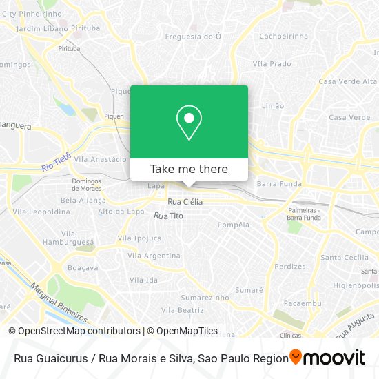 Mapa Rua Guaicurus / Rua Morais e Silva