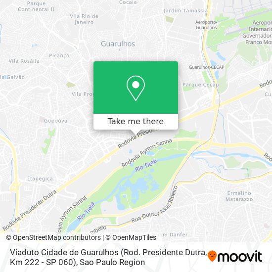 Mapa Viaduto Cidade de Guarulhos (Rod. Presidente Dutra, Km 222 - SP 060)