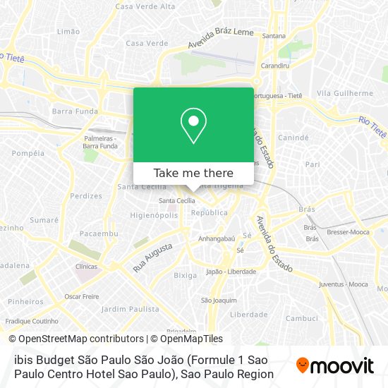 Mapa ibis Budget São Paulo São João (Formule 1 Sao Paulo Centro Hotel Sao Paulo)