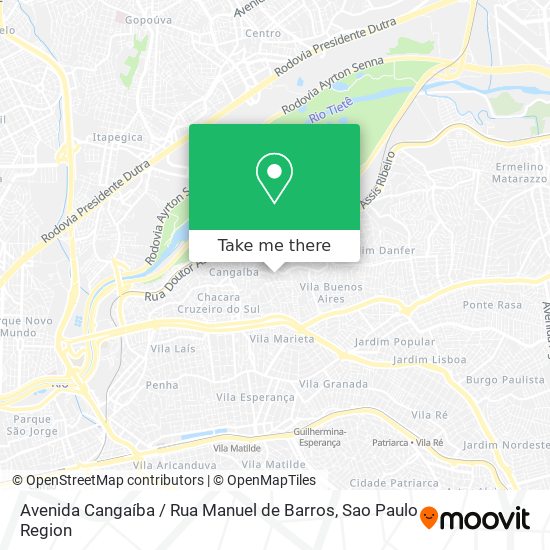 Avenida Cangaíba / Rua Manuel de Barros map