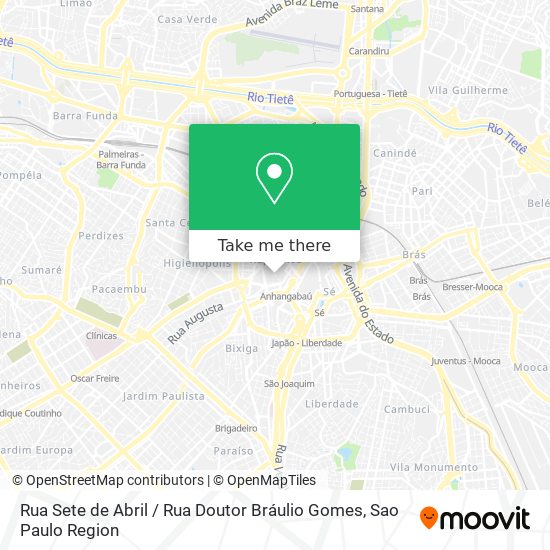 Mapa Rua Sete de Abril / Rua Doutor Bráulio Gomes