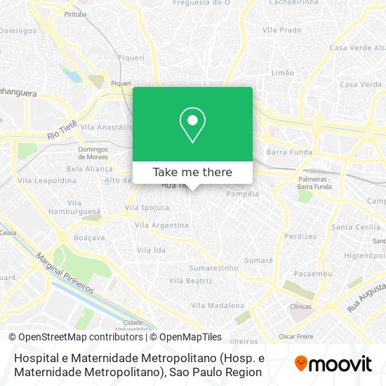 Mapa Hospital e Maternidade Metropolitano