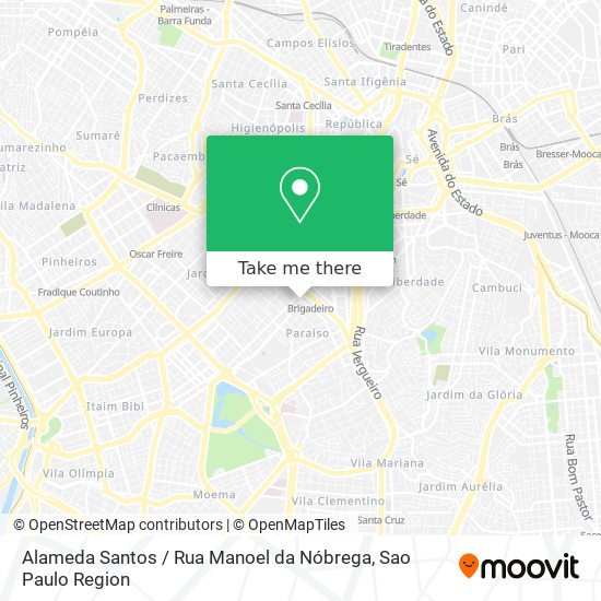 Mapa Alameda Santos / Rua Manoel da Nóbrega