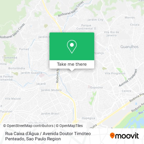 Mapa Rua Caixa d'Água / Avenida Doutor Timóteo Penteado