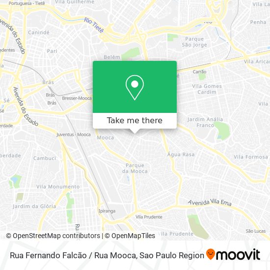 Mapa Rua Fernando Falcão / Rua Mooca