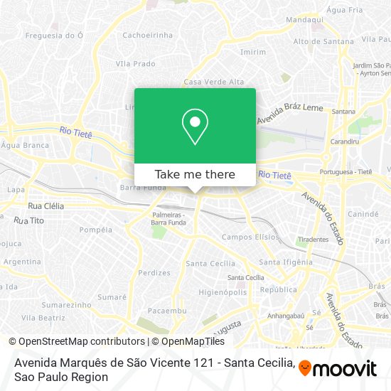 Mapa Avenida Marquês de São Vicente 121 - Santa Cecilia