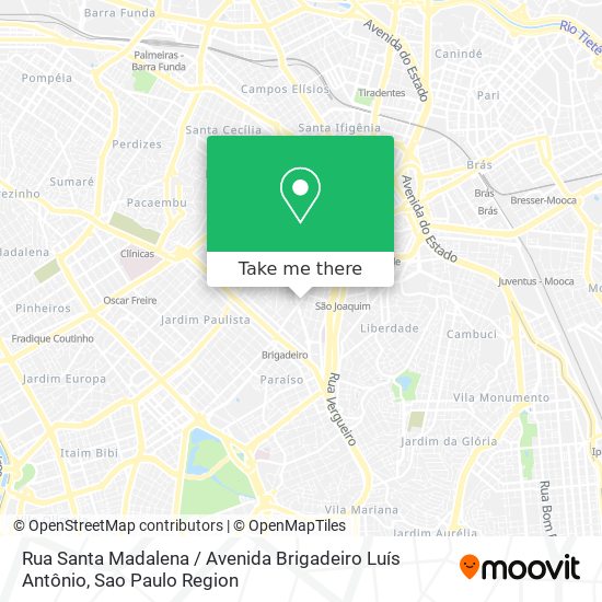 Mapa Rua Santa Madalena / Avenida Brigadeiro Luís Antônio